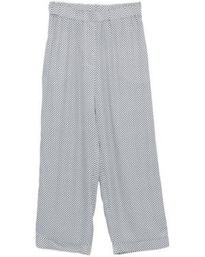 Peserico Geometric-Print Piping-Detail Trousers - Grey