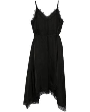 Juun.J Lace-Trim Slip Midi Dress - Black