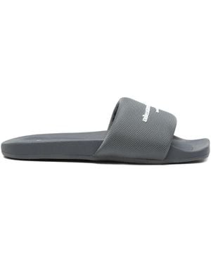 Alexander Wang Logo Strap Slides - Gray