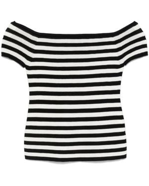 Bompard Striped Bardot Top - Black
