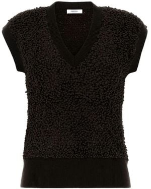 Ferragamo V-Neck Bouclé Top - Black