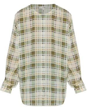 FRAME Plaid-Pattern Long-Sleeve Blouse - Grey