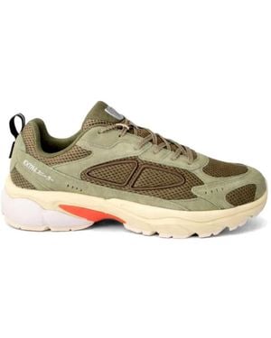 EXTR4 Mesh-Panelled Lace-Up Trainers - Green