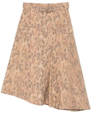 Ganni Printed Cotton Skirt - Natural