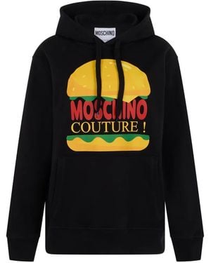 Moschino Hamburger-Print Drawstring Hoodie - Black