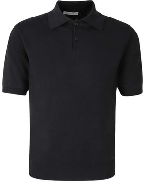 The Row Button Linen Polo Shirt - Black