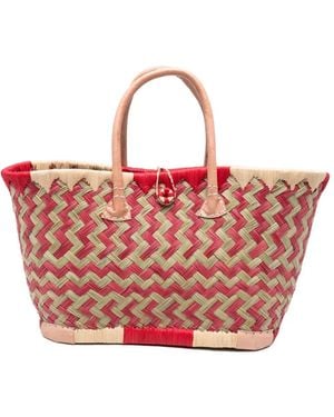THE NINA STUDIO Clotilde Woven-Design Tote Bag - Pink