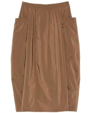 Tibi Lantern Midi Skirt - Brown