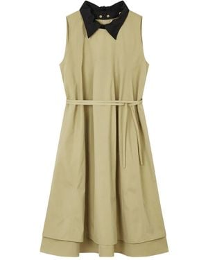 Studio Tomboy X Contrast Collar Belted Dress - Green