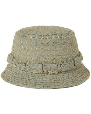 thisisneverthat Damaged Frayed Denim Bucket Hat - Green