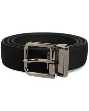 Dolce & Gabbana Grosgrain-Trim Leather Belt - Black