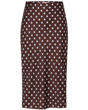 Posse Polka Dot-Pattern Midi Skirt - Brown