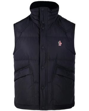 Moncler Quilted Logo-Patch Gilet - Blue