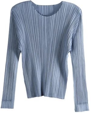 Pleats Please Issey Miyake Pleated Long-Sleeved Top - Blue