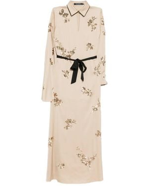 Karl Lagerfeld Sequin-Embellished Satin Dress - Natural