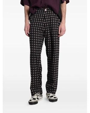 Undercover Pantalones A Cuadros Con Parche Del Logo - Negro