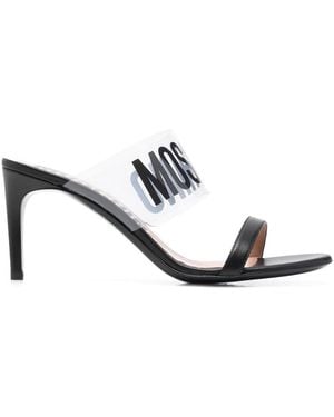 Moschino Logo-Strap Heeled Sandals - White