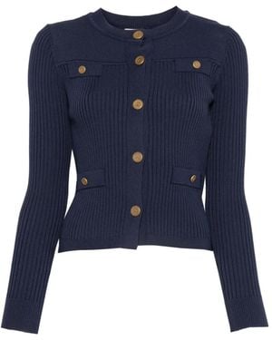 Twinset Ribbed-Knit Button-Up Cardigan - Blue