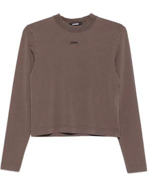 Jacquemus Logo-Patch Long-Sleeves T-Shirt - Brown