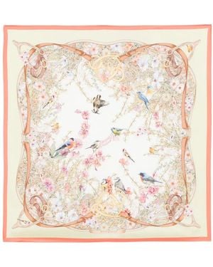 Aspinal of London Edwardian Garden Silk Scarf - Natural