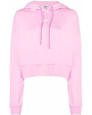 MSGM Logo-Print Hoodie - Pink