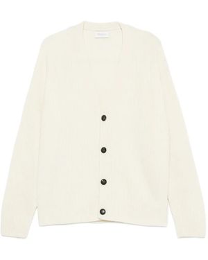 Diana Studio Gerippter Cardigan Mit V-Ausschnitt - Weiß