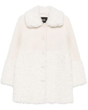 Maje Abrigo Con Cuello Texturizado - Blanco