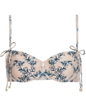 Agua Bendita Asaí Wild Floral-Print Tie-Detail Bikini Top - White