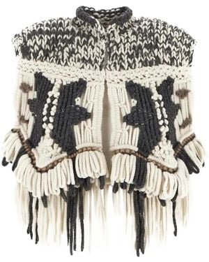 Brunello Cucinelli Cardigan À Franges - Blanc