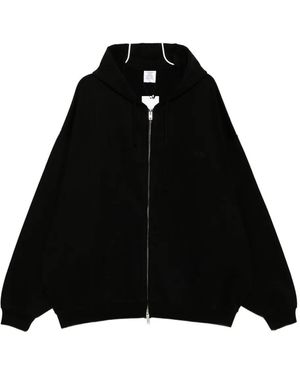 Vetements Logo-Embroidered Hoodie - Black