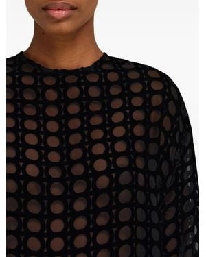 Ferragamo Devoré-Velvet Dress - Black