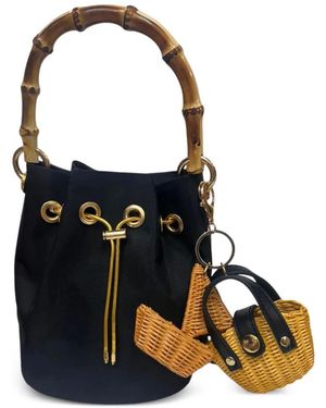 Serpui Ingrid Bamboo-Handle Bag - Black