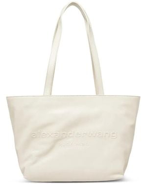 Alexander Wang Medium Embossed-Logo Tote Bag - White