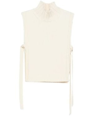 Soeur High-Neck Side-Tie Jumper - White