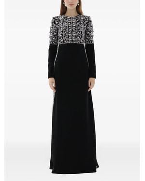 Dina Melwani Crystal-Embroidered Maxi Dress - Black