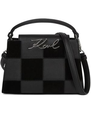 KARL LAGERFELD Signature Checkerboard Tote Bag - Black