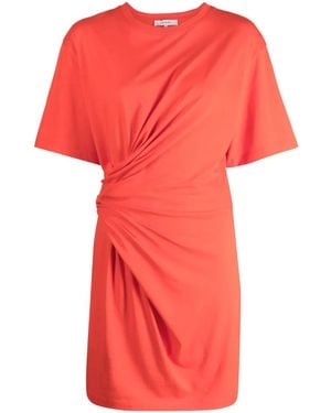 FRAME Short-Sleeve Ruched-Detail Minidress - Red