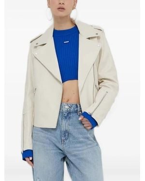 HUGO Ribbed Logo-Patch Jumper - Blue