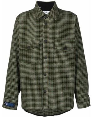 MSGM Herringbone Check-Pattern Shirt - Green
