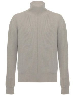 Rick Owens Ribbed-Knit High-Neck Jumper - Grey