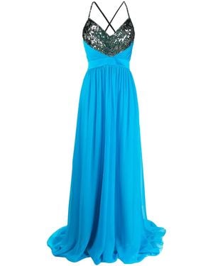 PUCCI Sequinned Neckline Long Dress - Blue