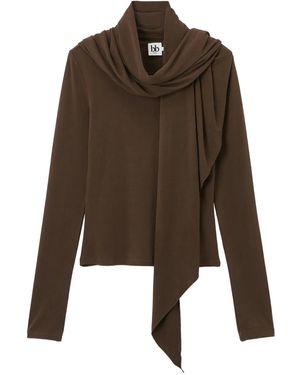 B+ AB Draped Long-Sleeve Blouse - Brown