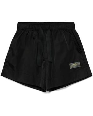 Ganni Logo-Patch Shorts - Black