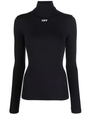 Off-White c/o Virgil Abloh Logo-Detail Second-Skin Long-Sleeved Top - Black