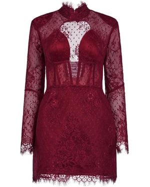 ARAFTU Lace Long-Sleeve Dress - Red