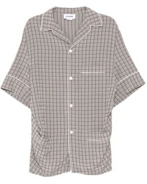 Hed Mayner Check Contrast Trim Shirt - Grey