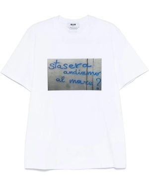 Tシャツ・カットソー Msgm Volcano T-Shirt MSGM Volcano Graphic Print Crew Neck T-Shirt in Blue for Men