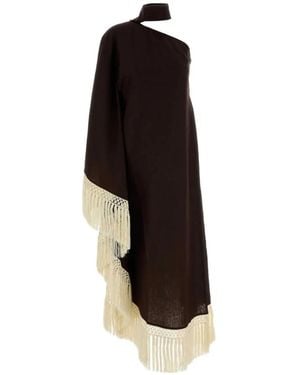 ‎Taller Marmo Andres Fringe-Trimmed Asymmetric Dress - Black