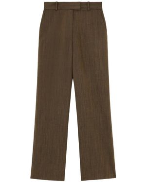 Ganni Mélange-Effect Trousers - Brown