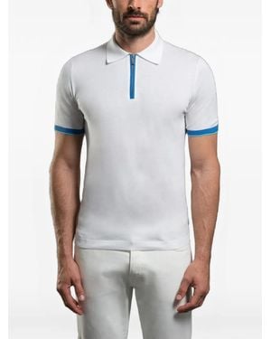 Moorer Half-Zip Short-Sleeve Polo Shirt - White